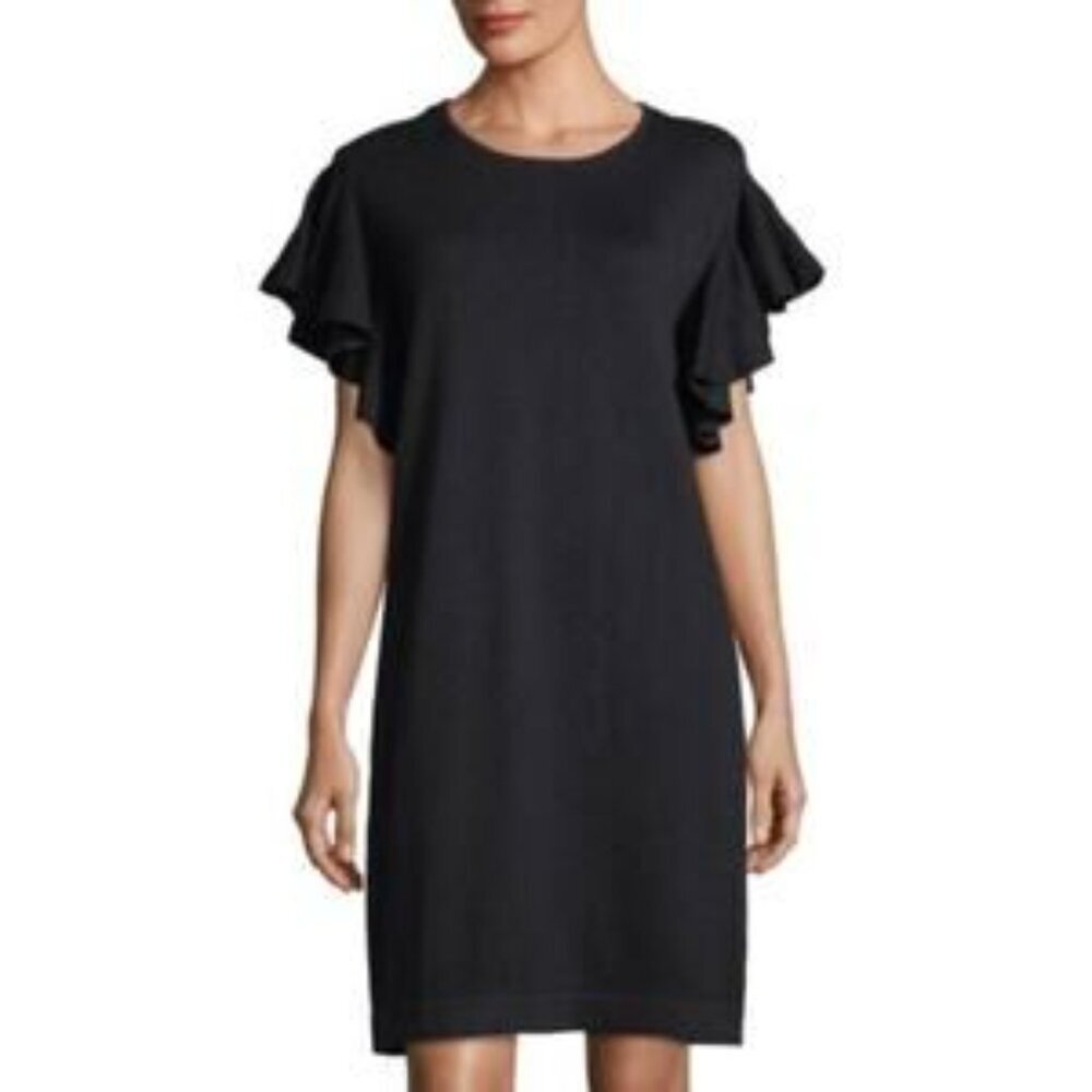CeCe Black Knit Flutter Sleeve Mini Dress Size Small Women's
